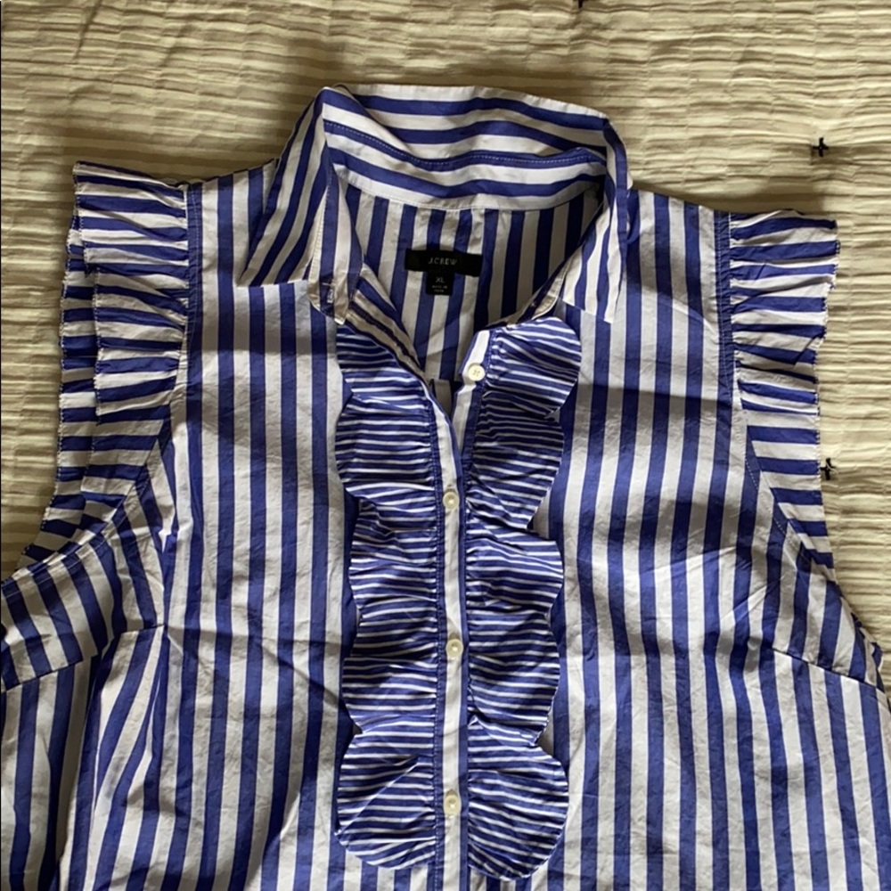 J.Crew Striped Ruffle Top